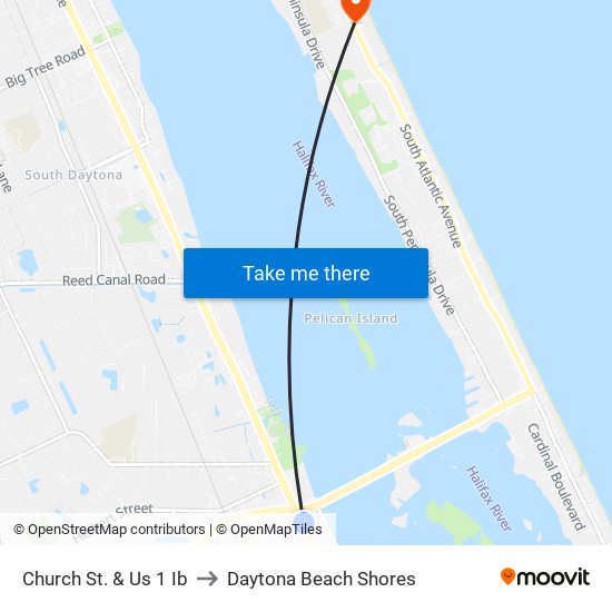 Church St. & Us 1 Ib to Daytona Beach Shores map