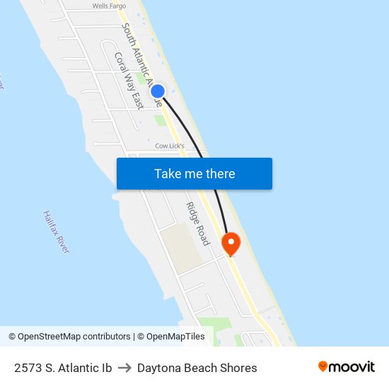 2573 S. Atlantic Ib to Daytona Beach Shores map