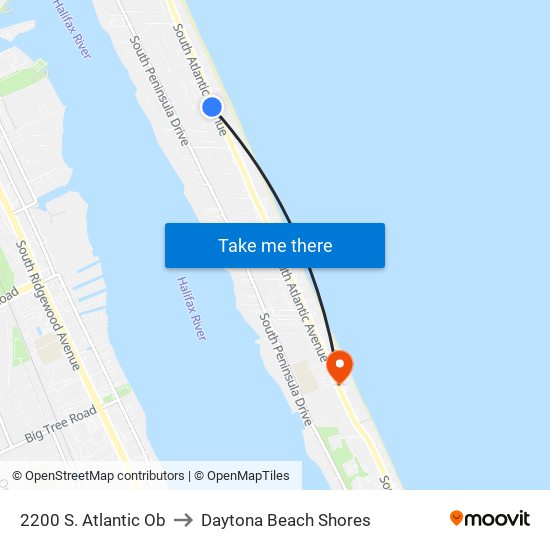 2200 S. Atlantic Ob to Daytona Beach Shores map