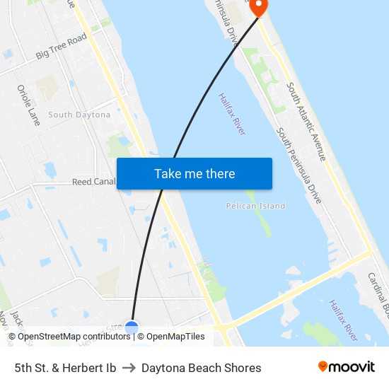 5th St. & Herbert Ib to Daytona Beach Shores map