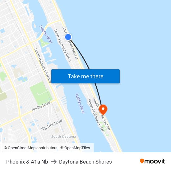 Phoenix & A1a  Nb to Daytona Beach Shores map