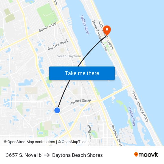 3657 S. Nova Ib to Daytona Beach Shores map