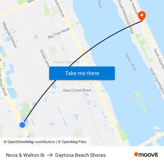 Nova & Walton Ib to Daytona Beach Shores map
