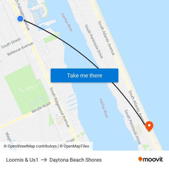 Loomis & Us1 to Daytona Beach Shores map
