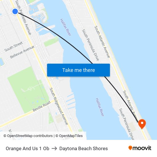 Orange And Us 1 Ob to Daytona Beach Shores map