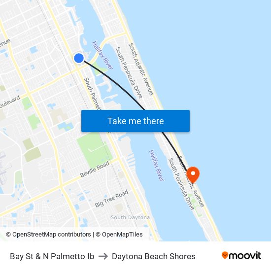 Bay St & N Palmetto  Ib to Daytona Beach Shores map