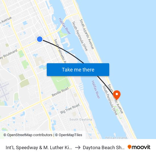 Int'L Speedway & M. Luther King Ob to Daytona Beach Shores map