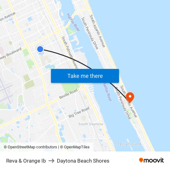 Reva & Orange Ib to Daytona Beach Shores map