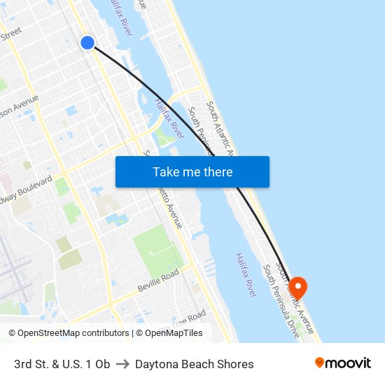 3rd St. & U.S. 1 Ob to Daytona Beach Shores map
