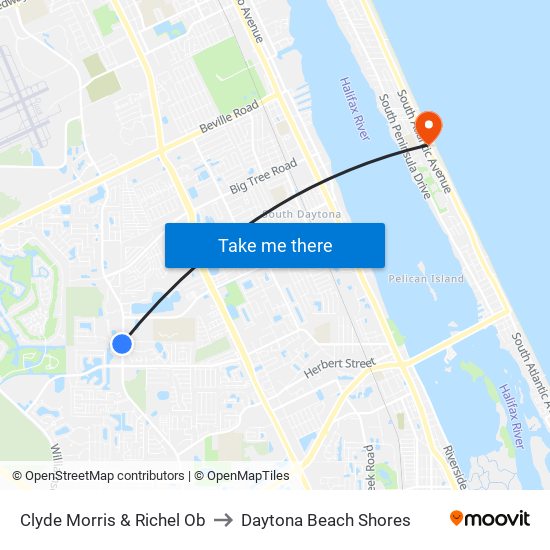 Clyde Morris & Richel Ob to Daytona Beach Shores map