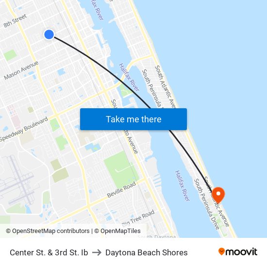 Center St. & 3rd St. Ib to Daytona Beach Shores map