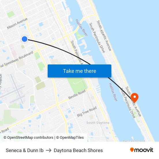 Seneca & Dunn Ib to Daytona Beach Shores map