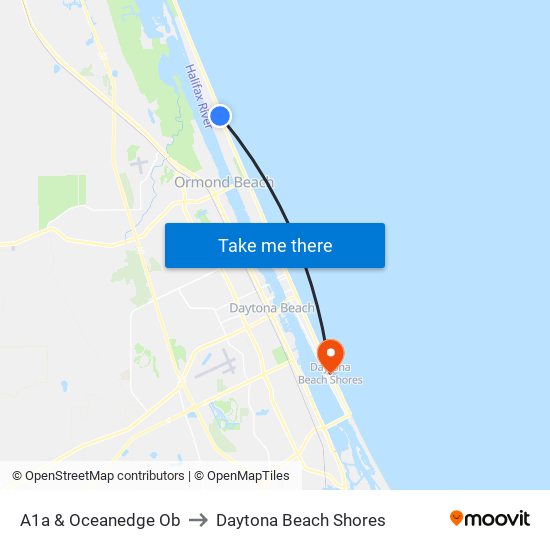 A1a & Oceanedge Ob to Daytona Beach Shores map