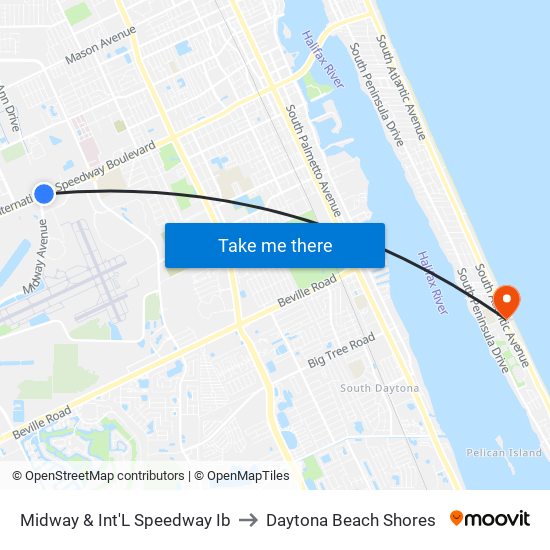 Midway & Int'L Speedway Ib to Daytona Beach Shores map