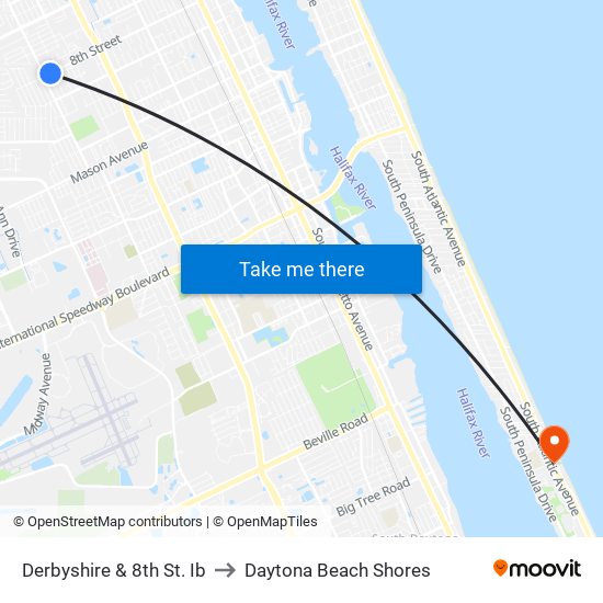 Derbyshire & 8th St. Ib to Daytona Beach Shores map