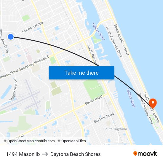 1494 Mason Ib to Daytona Beach Shores map