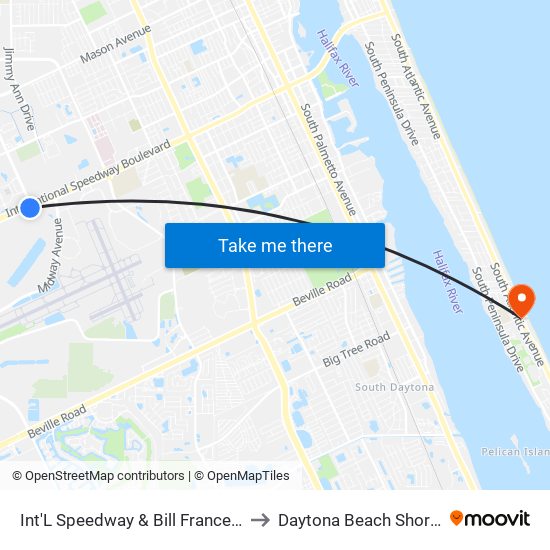 Int'L Speedway  & Bill France Ib to Daytona Beach Shores map