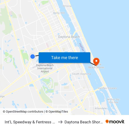 Int'L Speedway & Fentress Ob to Daytona Beach Shores map