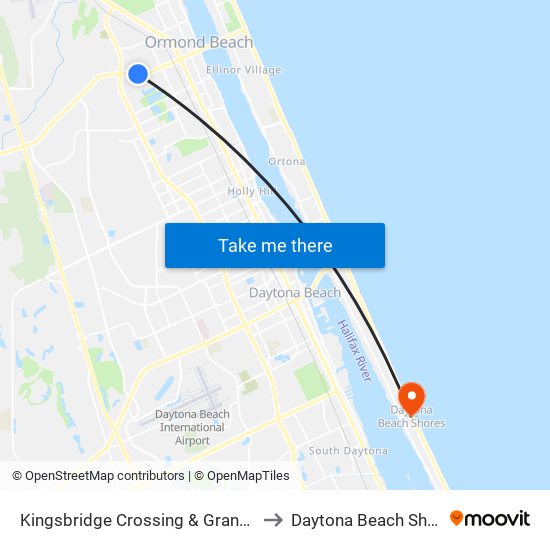 Kingsbridge Crossing & Granada Ib to Daytona Beach Shores map