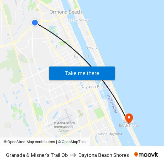 Granada & Misner's Trail Ob to Daytona Beach Shores map