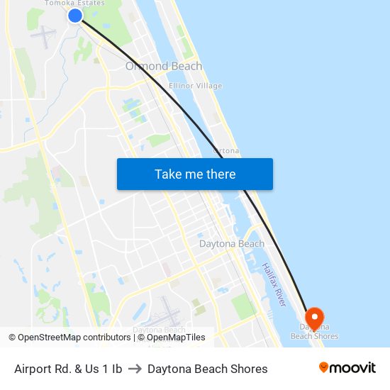 Airport Rd. & Us 1 Ib to Daytona Beach Shores map