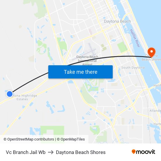 Vc Branch Jail Wb to Daytona Beach Shores map
