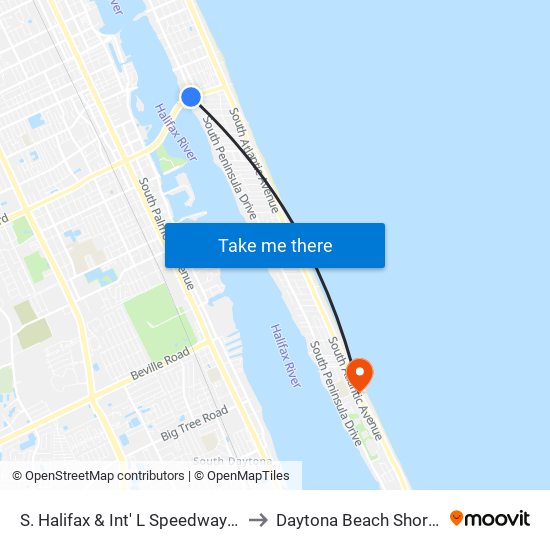 S. Halifax & Int' L Speedway Ib to Daytona Beach Shores map