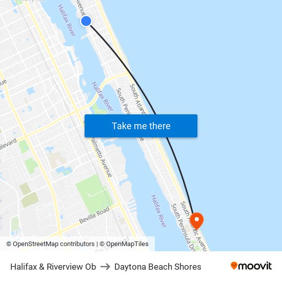 Halifax & Riverview  Ob to Daytona Beach Shores map