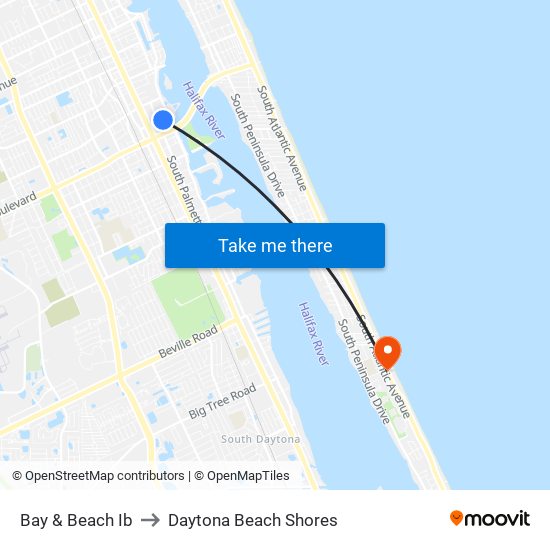 Bay & Beach Ib to Daytona Beach Shores map