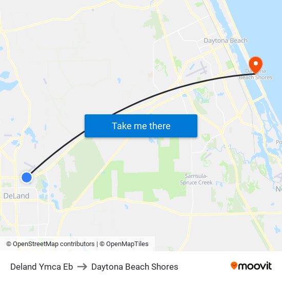 Deland Ymca Eb to Daytona Beach Shores map