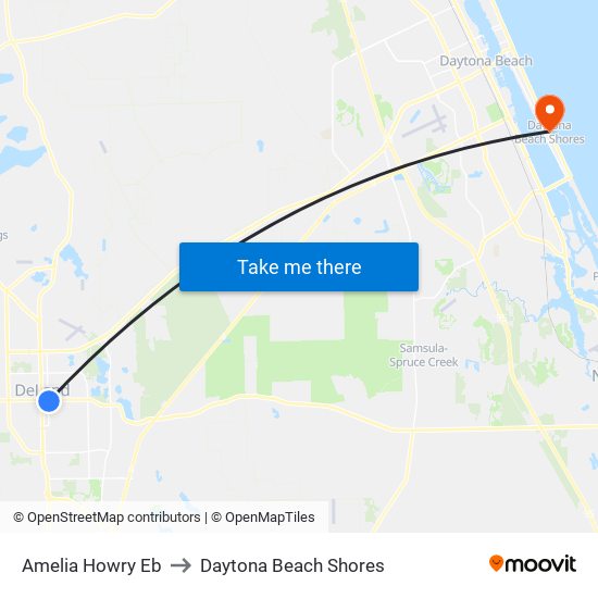 Amelia  Howry Eb to Daytona Beach Shores map