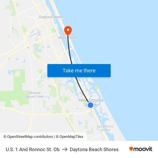 U.S. 1 And Ronnoc St. Ob to Daytona Beach Shores map