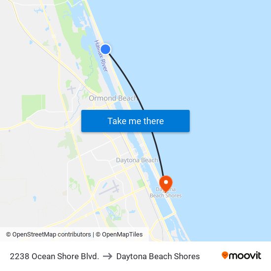 2238 Ocean Shore Blvd. to Daytona Beach Shores map