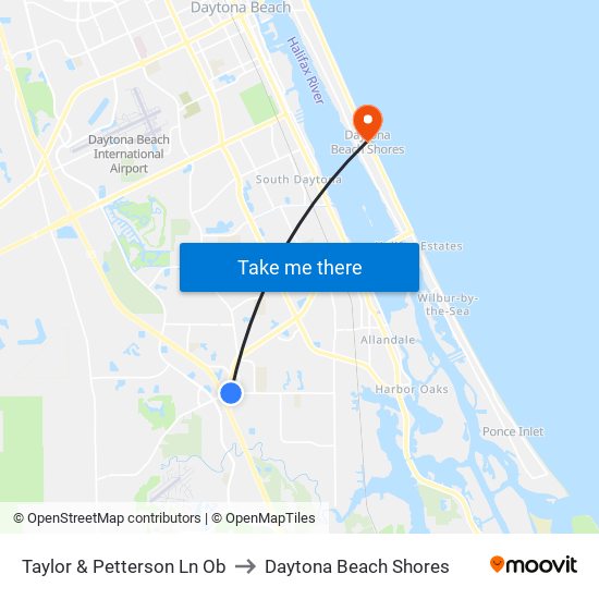 Taylor & Petterson Ln Ob to Daytona Beach Shores map