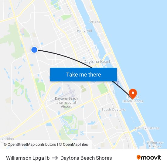 Williamson  Lpga Ib to Daytona Beach Shores map