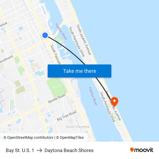 Bay St.  U.S. 1 to Daytona Beach Shores map