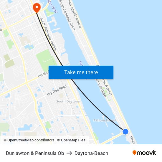 Dunlawton & Peninsula Ob to Daytona-Beach map