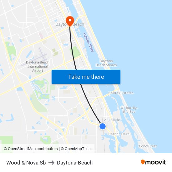 Wood & Nova Sb to Daytona-Beach map