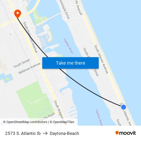 2573 S. Atlantic Ib to Daytona-Beach map