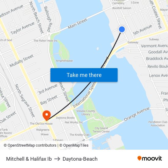 Mitchell & Halifax Ib to Daytona-Beach map