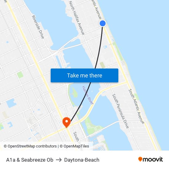 A1a & Seabreeze Ob to Daytona-Beach map