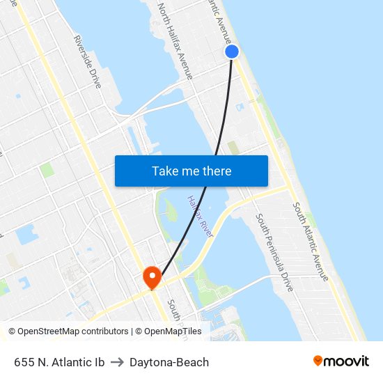 655 N. Atlantic Ib to Daytona-Beach map