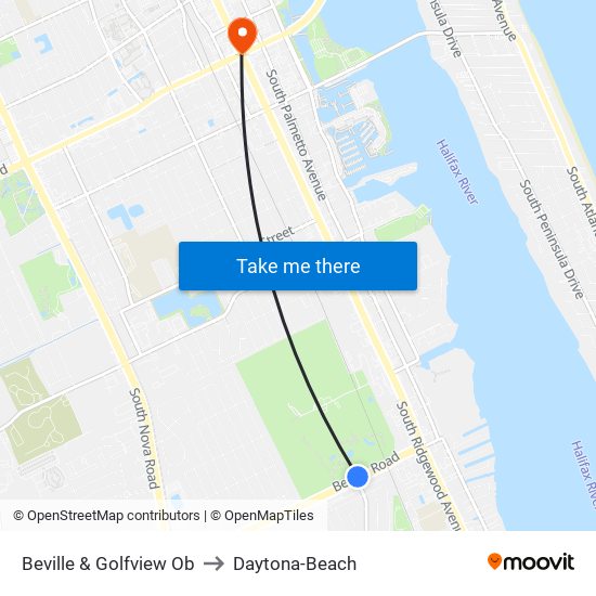 Beville & Golfview Ob to Daytona-Beach map