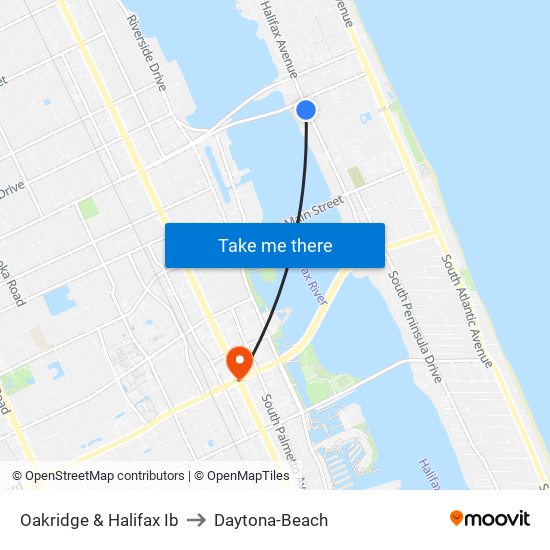 Oakridge & Halifax Ib to Daytona-Beach map