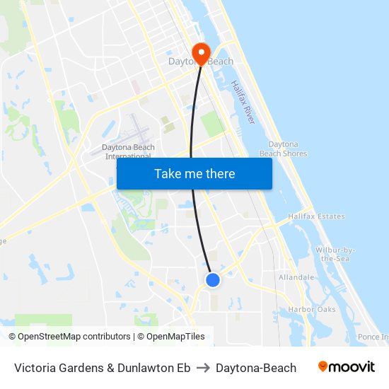 Victoria Gardens & Dunlawton Eb to Daytona-Beach map