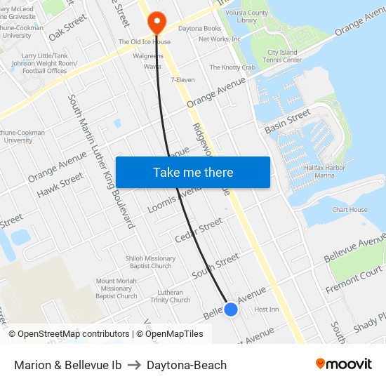Marion & Bellevue Ib to Daytona-Beach map