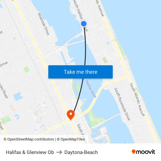 Halifax & Glenview Ob to Daytona-Beach map