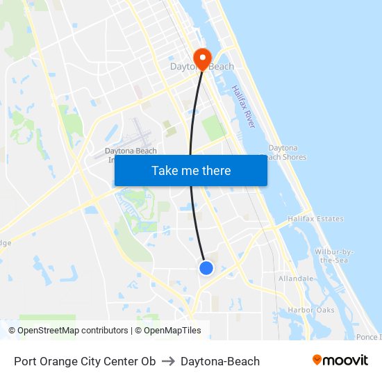 Port Orange City Center  Ob to Daytona-Beach map
