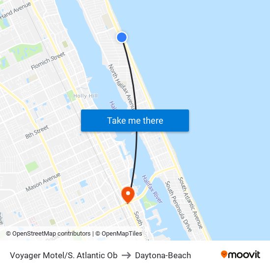 Voyager Motel/S. Atlantic Ob to Daytona-Beach map