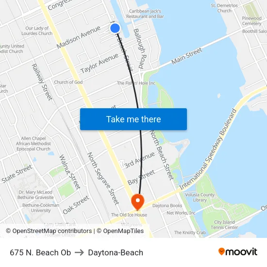 675 N. Beach Ob to Daytona-Beach map